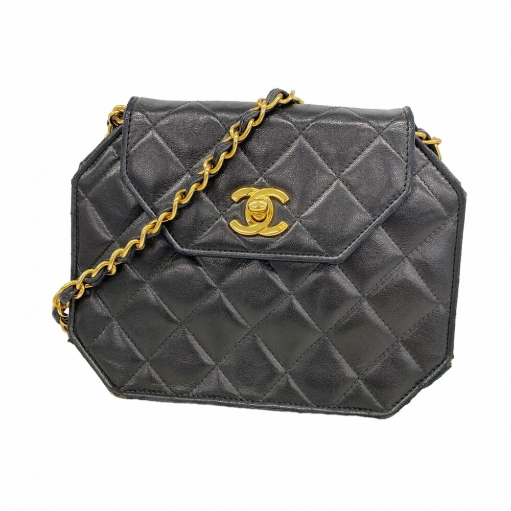 Chanel Matelassé Chain Shoulder Bag, Lambskin, Black, Women's